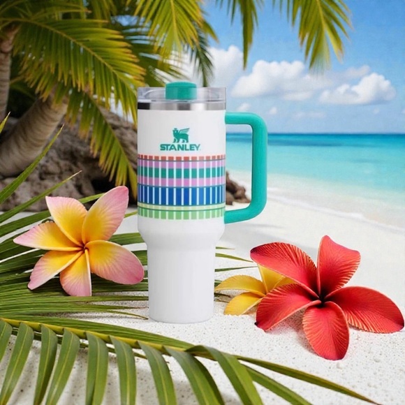 Stanley White and Green Striped Thermos - Picture 7 of 7